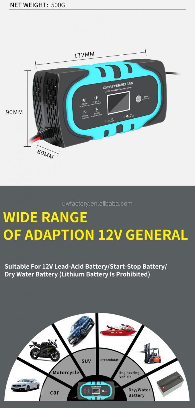 12V 10A 20A Intelligent Full Automatic Lead Acid Battery Charger for Car and Motorcycle Private Mold Yes SCP Function 3