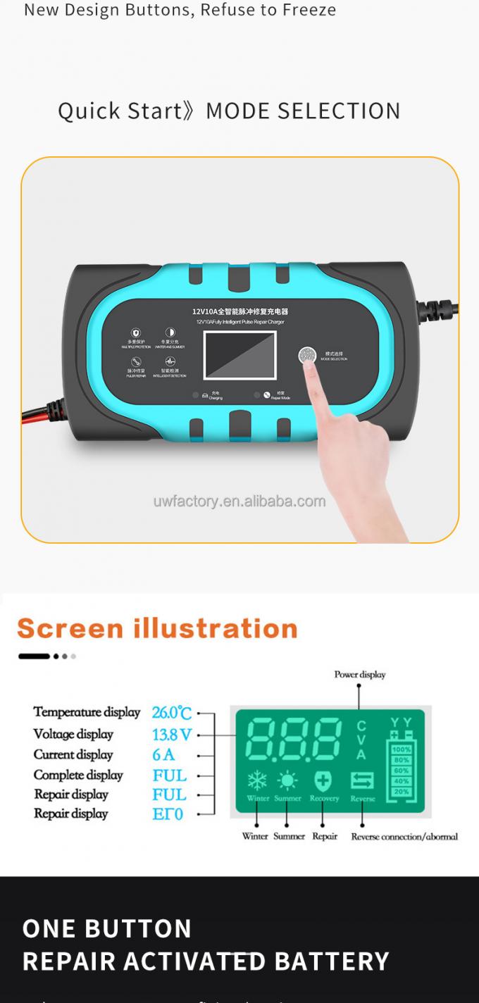 12V 10A 20A Intelligent Full Automatic Lead Acid Battery Charger for Car and Motorcycle Private Mold Yes SCP Function 4
