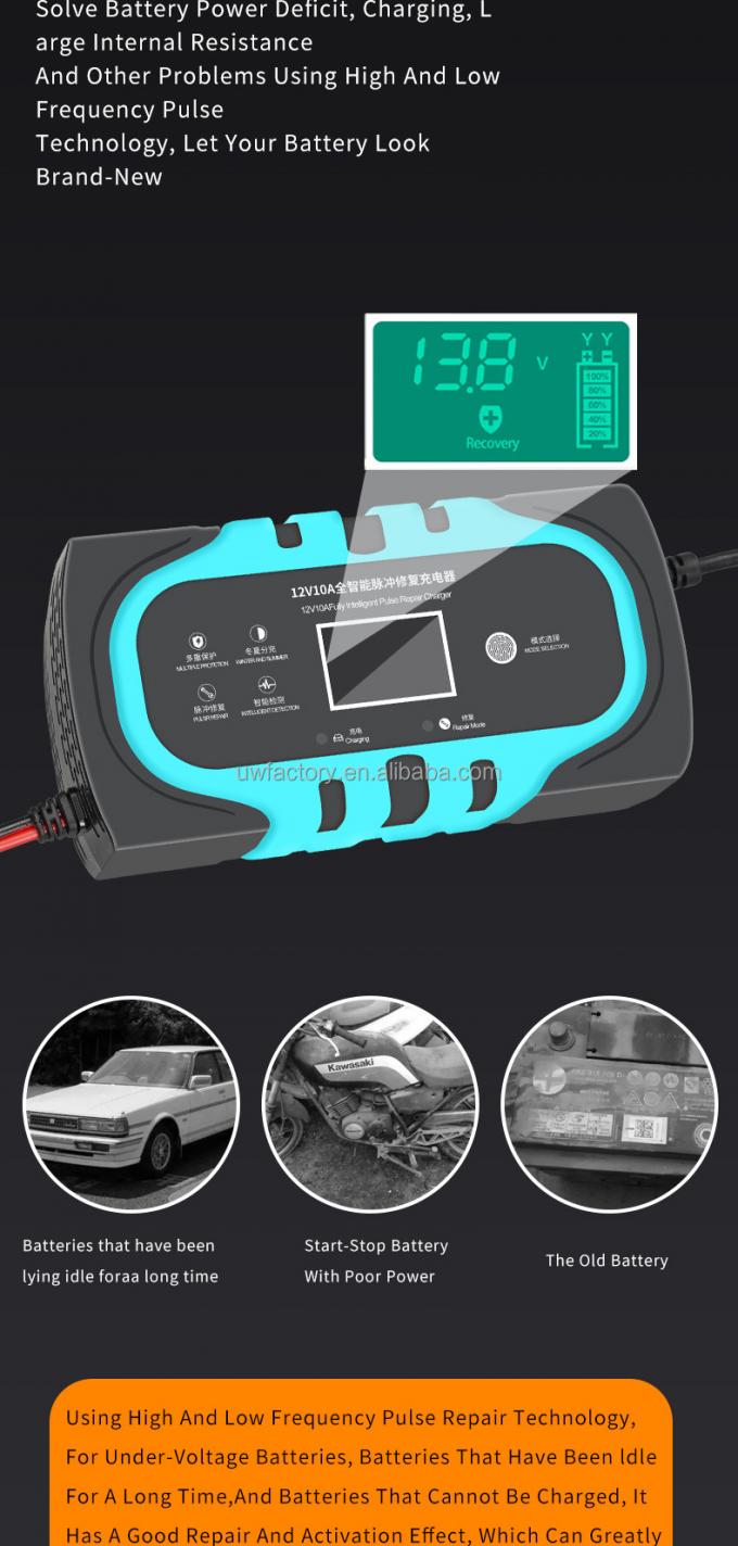 12V 10A 20A Intelligent Full Automatic Lead Acid Battery Charger for Car and Motorcycle Private Mold Yes SCP Function 5