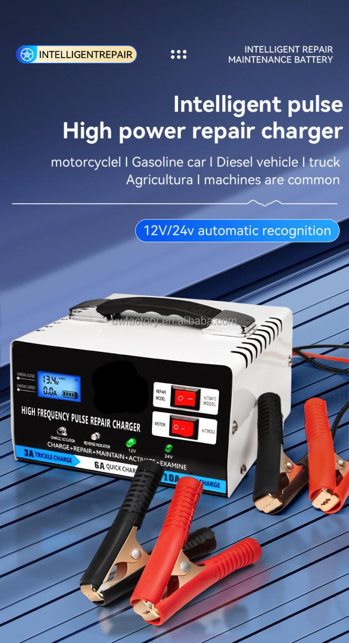 Connector Full Automatic Car Battery Charger 110V 220V To 12V 24V 10A Smart Fast Power Charging for Wet AGM Gel Lead Acid Battery 0
