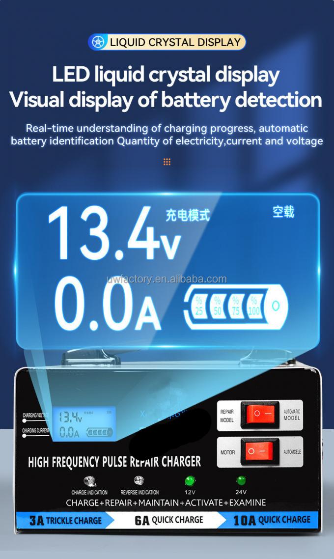 Connector Full Automatic Car Battery Charger 110V 220V To 12V 24V 10A Smart Fast Power Charging for Wet AGM Gel Lead Acid Battery 4