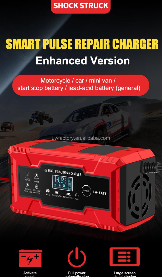 Trending products 2023 new arrivals Portable 12V Pulse Repair LCD Display Smart Fast Charge Car Battery Charger for Motorcycle 0