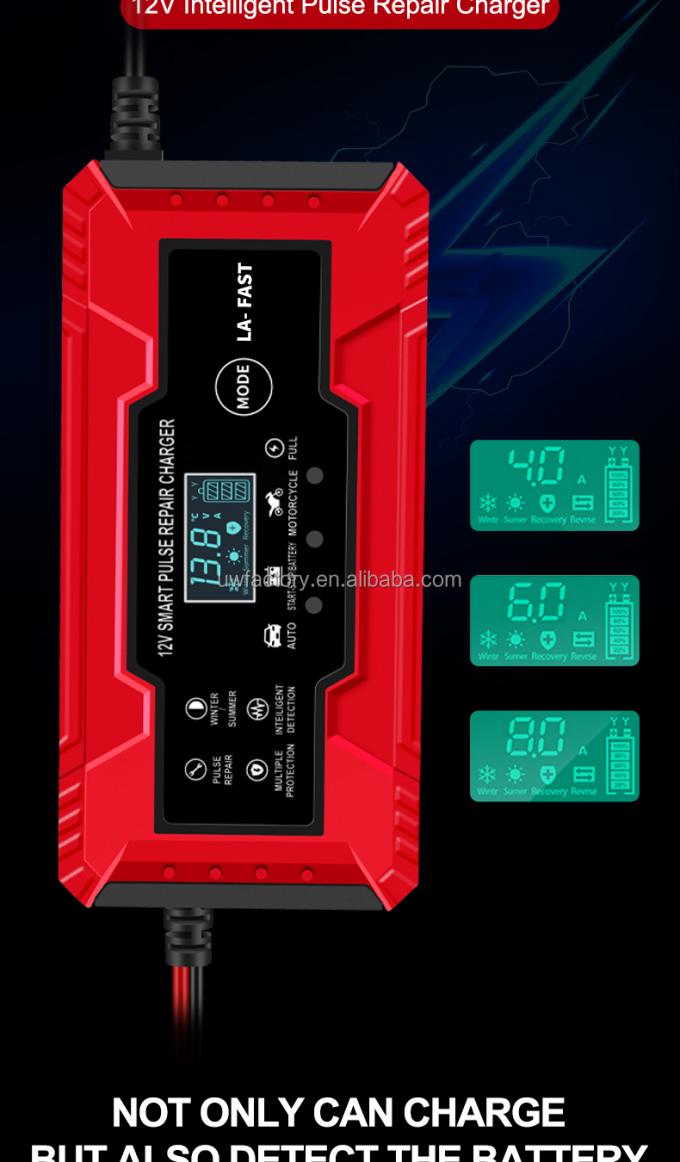 Trending products 2023 new arrivals Portable 12V Pulse Repair LCD Display Smart Fast Charge Car Battery Charger for Motorcycle 8