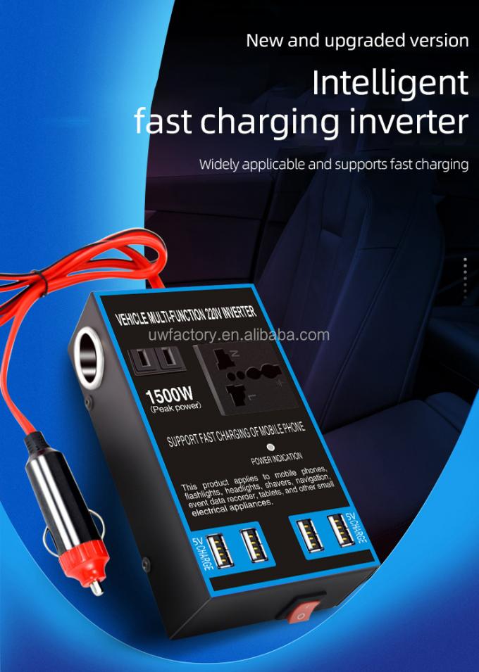 Universal Travel Charger 0.3KG Car Inverter Converter 1500W 12V/24V To 220V 50hz Plug Adapter USB Port Socket Converter 0