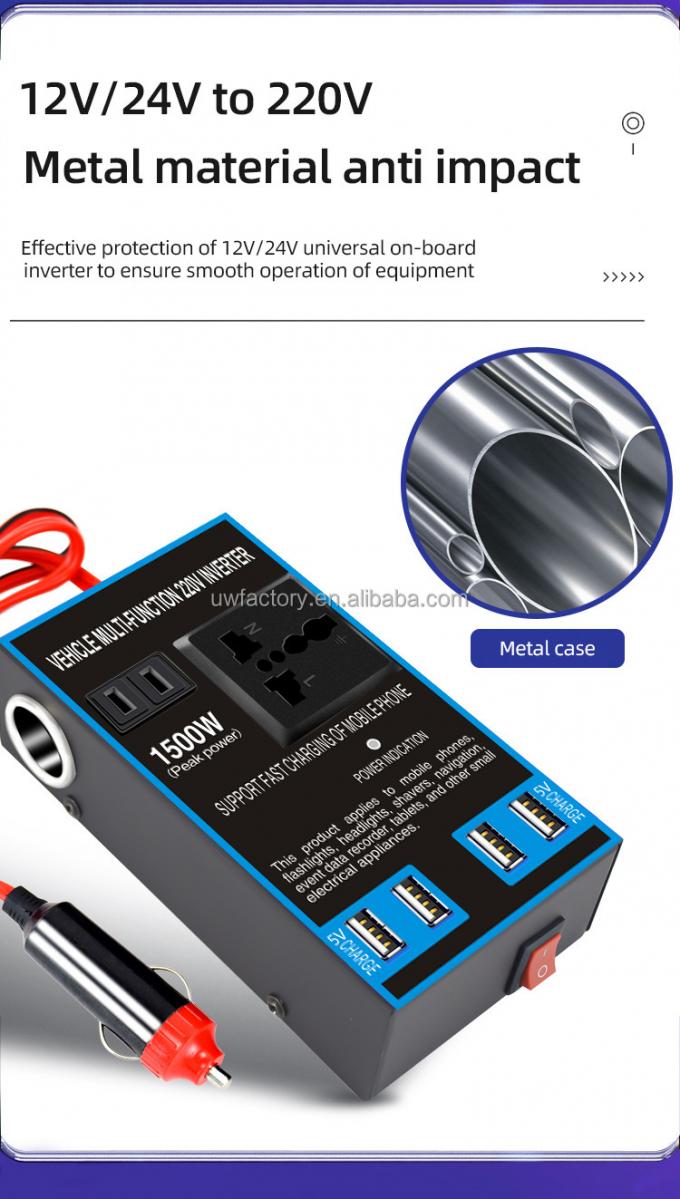 Universal Travel Charger 0.3KG Car Inverter Converter 1500W 12V/24V To 220V 50hz Plug Adapter USB Port Socket Converter 8