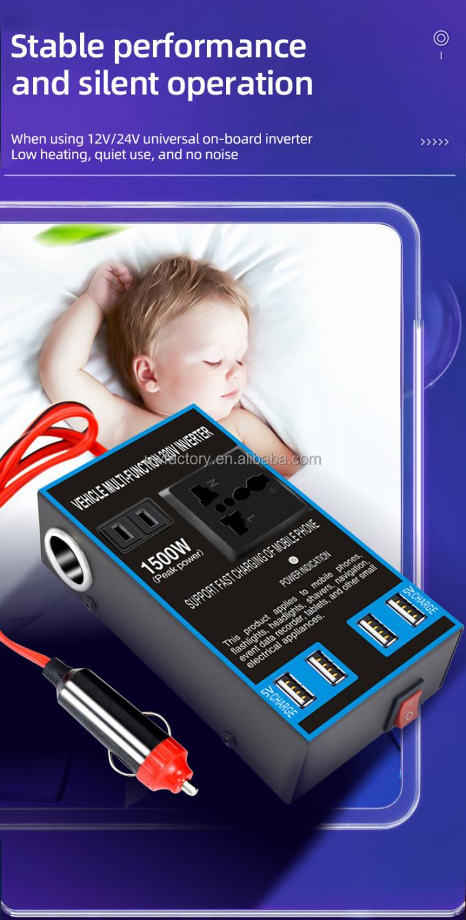 Universal Travel Charger 0.3KG Car Inverter Converter 1500W 12V/24V To 220V 50hz Plug Adapter USB Port Socket Converter 9