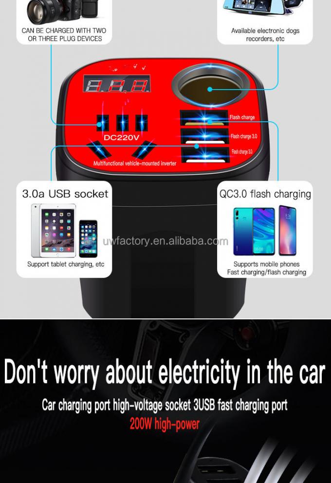 Smart Cooling Universal Power Inverter Auto 12V/24V USB Port Inverter Converter for Cooling Car Refrigerator 3