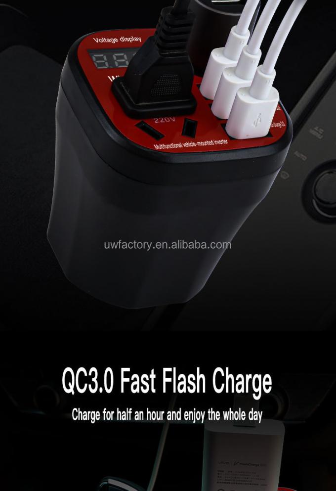 Smart Cooling Universal Power Inverter Auto 12V/24V USB Port Inverter Converter for Cooling Car Refrigerator 4