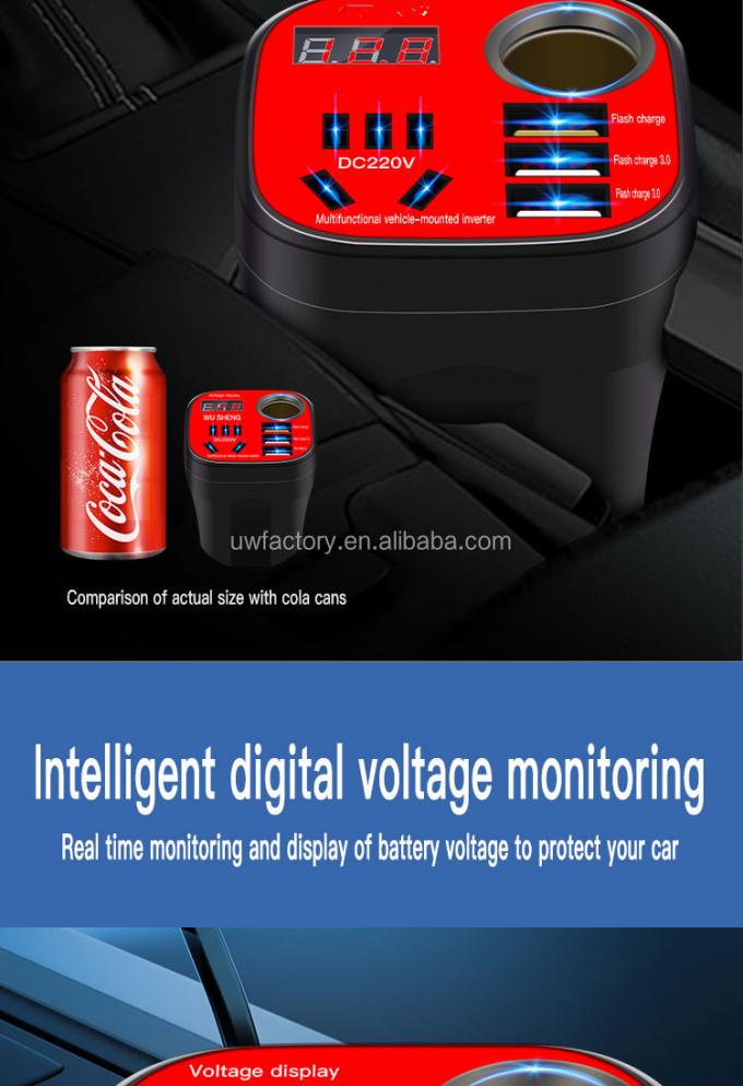 Smart Cooling Universal Power Inverter Auto 12V/24V USB Port Inverter Converter for Cooling Car Refrigerator 6
