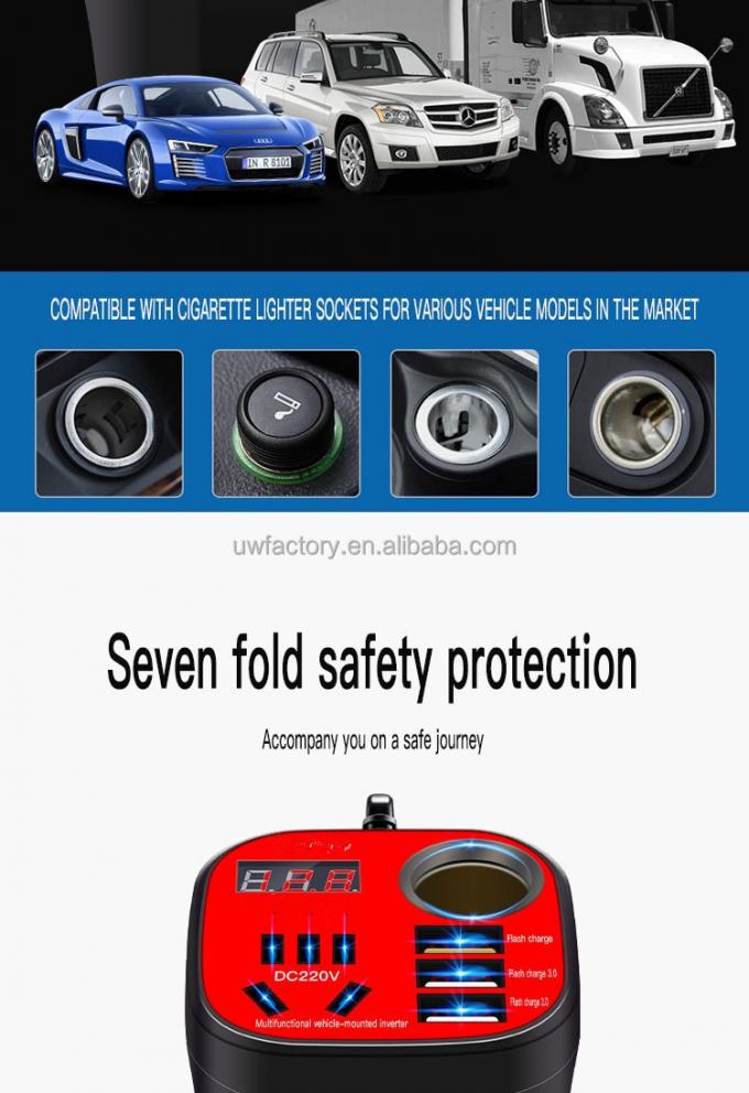 Smart Cooling Universal Power Inverter Auto 12V/24V USB Port Inverter Converter for Cooling Car Refrigerator 8
