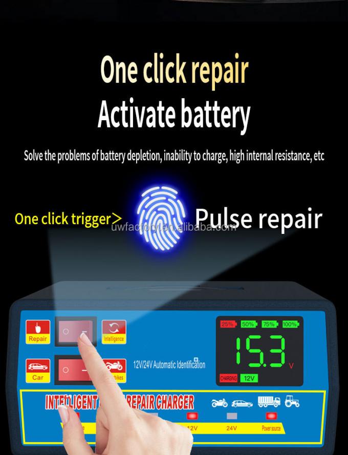 12V10A 24V5A Automatic Intelligent Repair Battery Charger with ABS Material and 15W/10W/7.5W/5W Automatic Identification 6