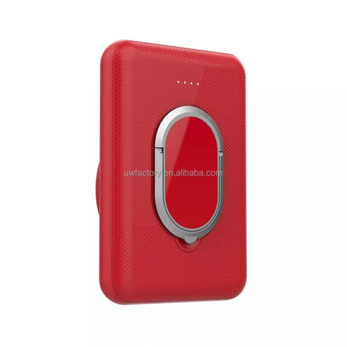 Support Solar Charging 5000mAh Magnetic Wireless Charging Ring Bracket Power Bank with TYPE-C Output 5V/9V/12V 3A 2