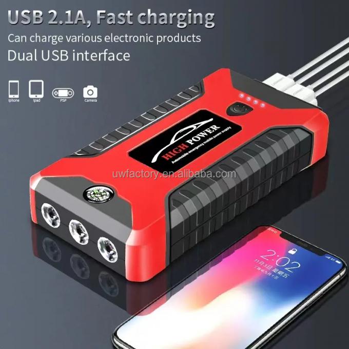 Multi-Function Portable Lithium Battery Power Car Jump Starter with AC400V Rated Output Voltage 12v 20000mAh High Power 0