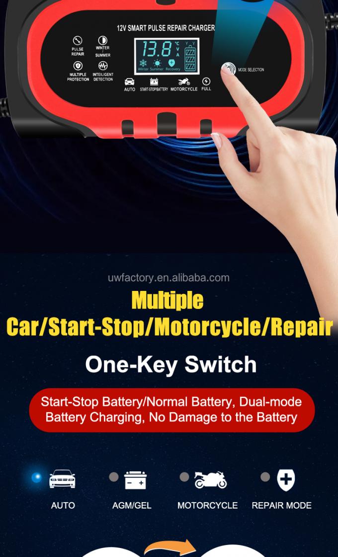 LCD Display 12V10A Rechargeable Smart Fast Car Battery Charger for Home Security System and Fast Charging Speed 2