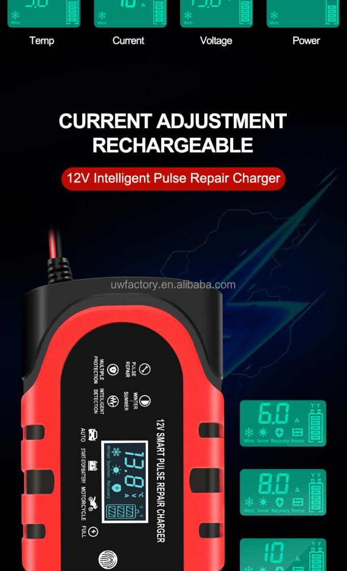 LCD Display 12V10A Rechargeable Smart Fast Car Battery Charger for Home Security System and Fast Charging Speed 8
