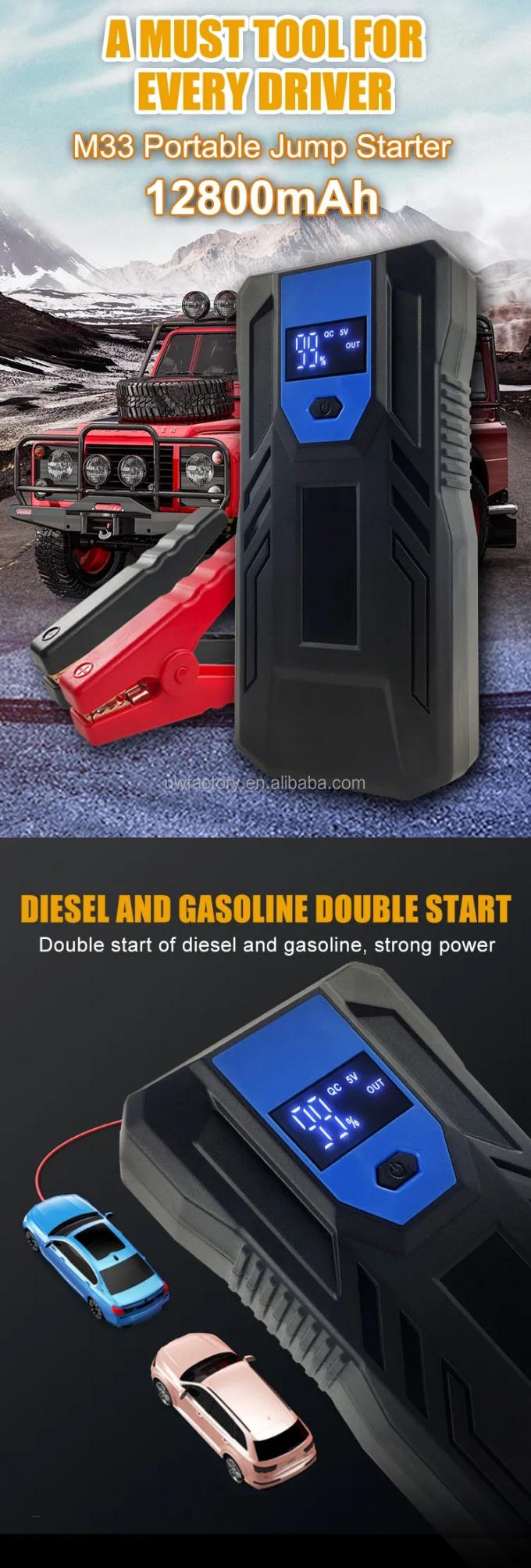 28000mAh 12V 2500A Peak Car Emergency Tool Jump Starter Portable Power Bank with Flashlight and AC400V Rated Output 2