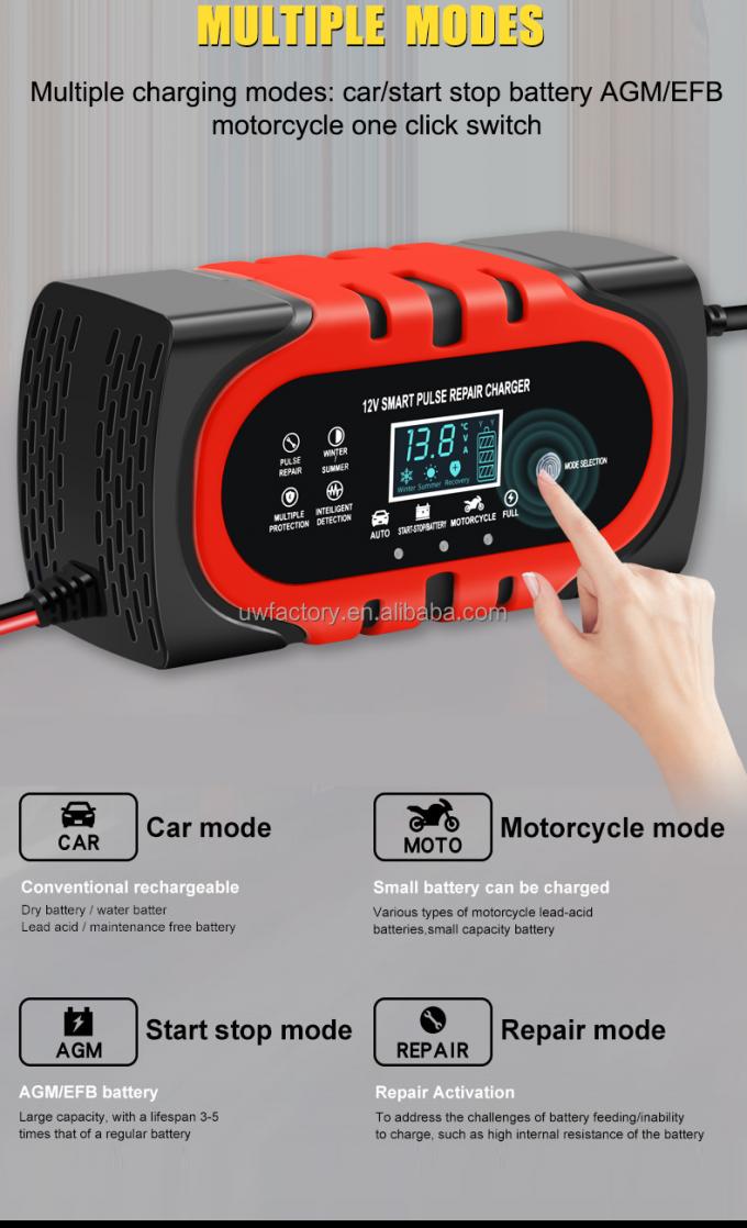 OEM Orders 12V 10A 15A Automatic Charging Smart Auto Charger Portable Car Motorcycle Battery Charger for Lead Acid Battery 12
