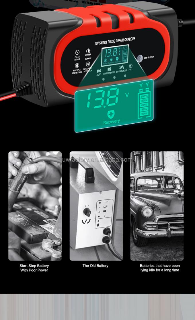 OEM Orders 12V 10A 15A Automatic Charging Smart Auto Charger Portable Car Motorcycle Battery Charger for Lead Acid Battery 11