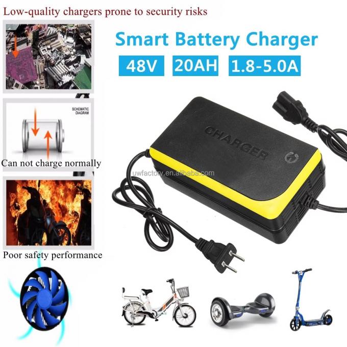 High Charging Efficiency 93% Smart Charger 48V4A for 48V30Ah Lithium Ion/Lifepo4 Battery Waterproof and ABS Material 3