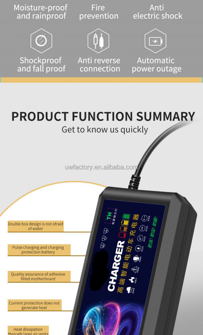 2025 Smart Electric Motorcycle 48V20AH Lead Acid Battery Charger with 93% Charging Efficiency and 12V/1.5A Output 1