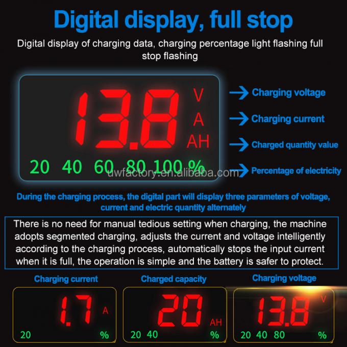 Electric Vehicle Lead Acid Battery Charger with 125W Output Power 12V 6A 12V 8A 12V 10A Pulse Repair 2