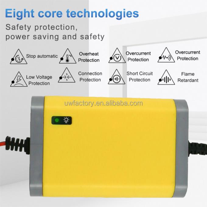 12V 10A Car Motorcycle Battery Charger Full Automatic with Connector Protection and 125W Output Power 7-200AH EU US UK AU 3