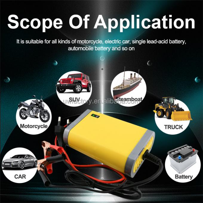12V 10A Car Motorcycle Battery Charger Full Automatic with Connector Protection and 125W Output Power 7-200AH EU US UK AU 4