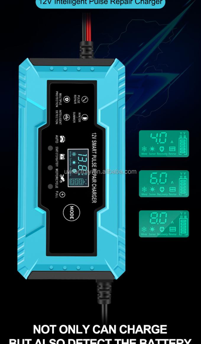 12V 110V 220V 240V 260V Lead Acid Battery Pulse Repair Charger for Car Motorcycle Overvoltage Protection and Digital Display 8