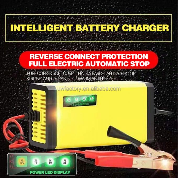 12V 4A 3A 2A Solar Auto Digital Battery Charger with LCD Display Reverse Connecting Protection Connector Current Protection 0