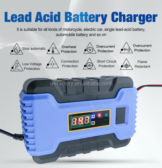 Automatic 12V 6A Car Battery Charger Pulse Repair Charger for Gel AGM Lead Acid Battery Electric Vehicle E-bike Scooter 0