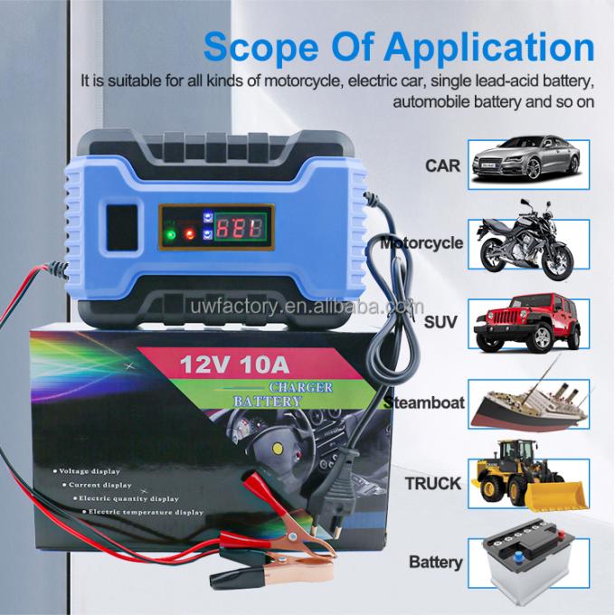 Automatic 12V 6A Car Battery Charger Pulse Repair Charger for Gel AGM Lead Acid Battery Electric Vehicle E-bike Scooter 3