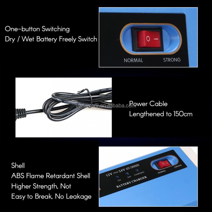 Electric Input 12V/20A Full Automatic Battery Chargers with 10A Power LCD Display Power Puls Repair and Wet Dry Feature 2