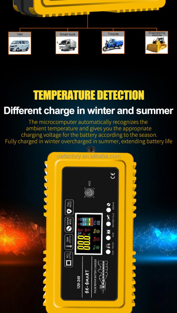 SCP Function 9-Stage Deep-Cycle Lead Acid Battery Charger Automatic 12V10A 24V5a Rechargeable Battery Charger for Home 4