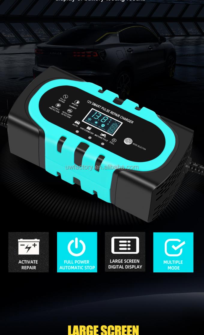 90% Charging Efficiency LCD Display 12V10a 20a Smart Battery Charger for Universal Automobile and Motorcycle 6