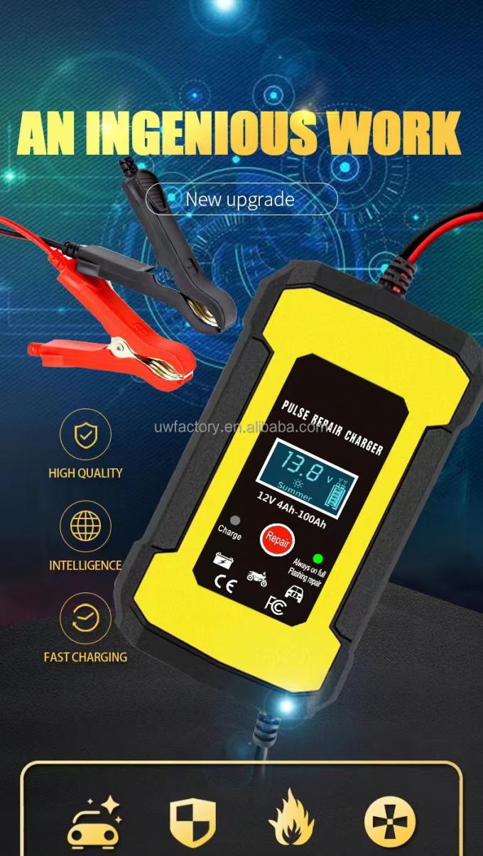 FCP 12V 6A Rechargeable Smart Fast Car Auto Lead-Acid Battery Charger with LCD Display 1