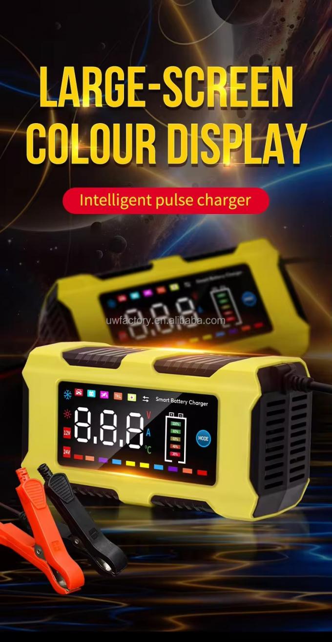 12V/10A Input 12V/2A Output Color Touch Screen Car Battery Charger for Lead-Acid and Lithium Ion Batteries Large Screen 0