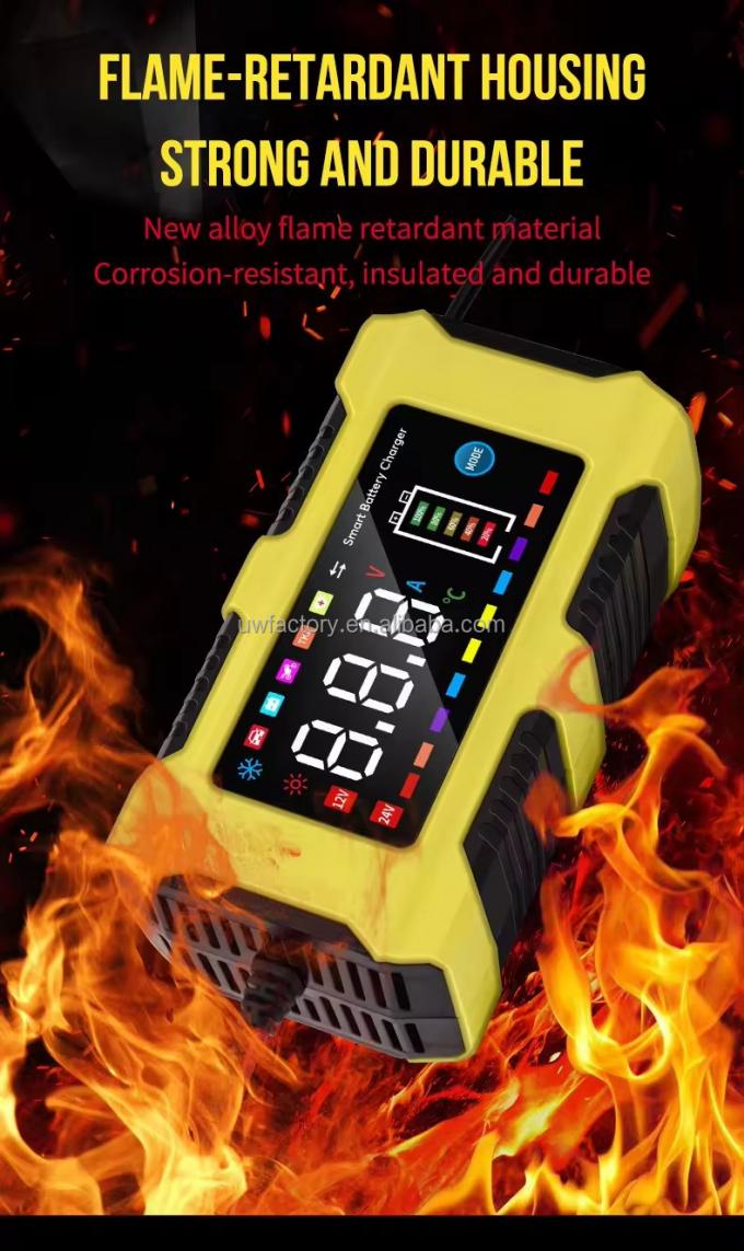 12V/10A Input 12V/2A Output Color Touch Screen Car Battery Charger for Lead-Acid and Lithium Ion Batteries Large Screen 9