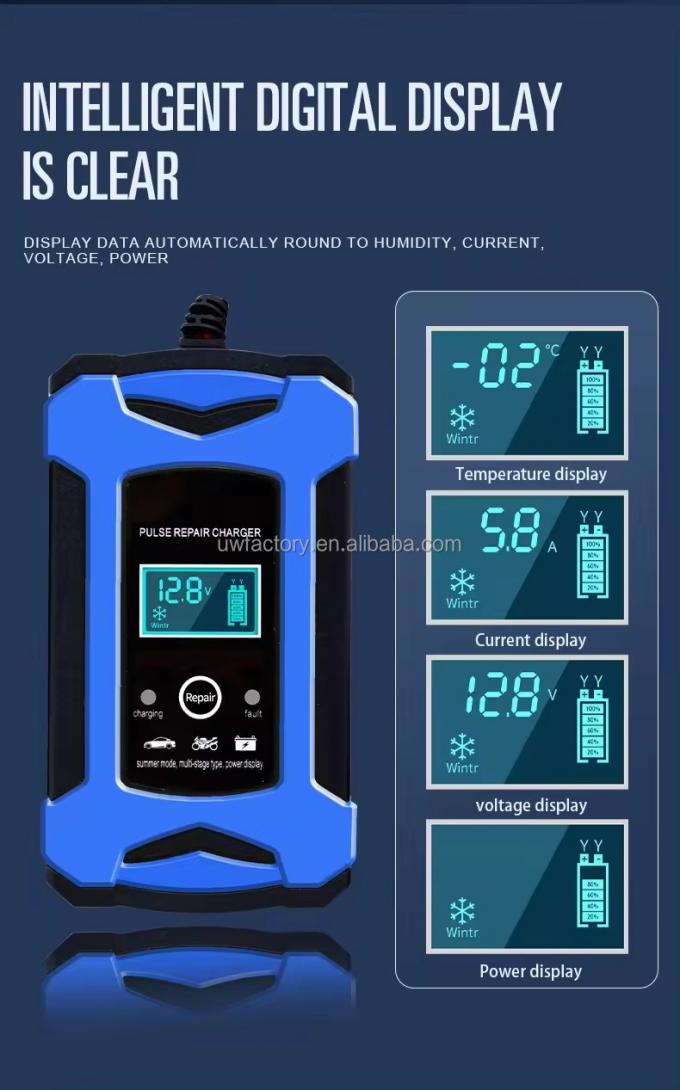 2024 LCD Display Car Charger Trickle Automatic Charger for Electric Vehicle E-bike Scooter 14.6V 6A Lead Acid Battery 5