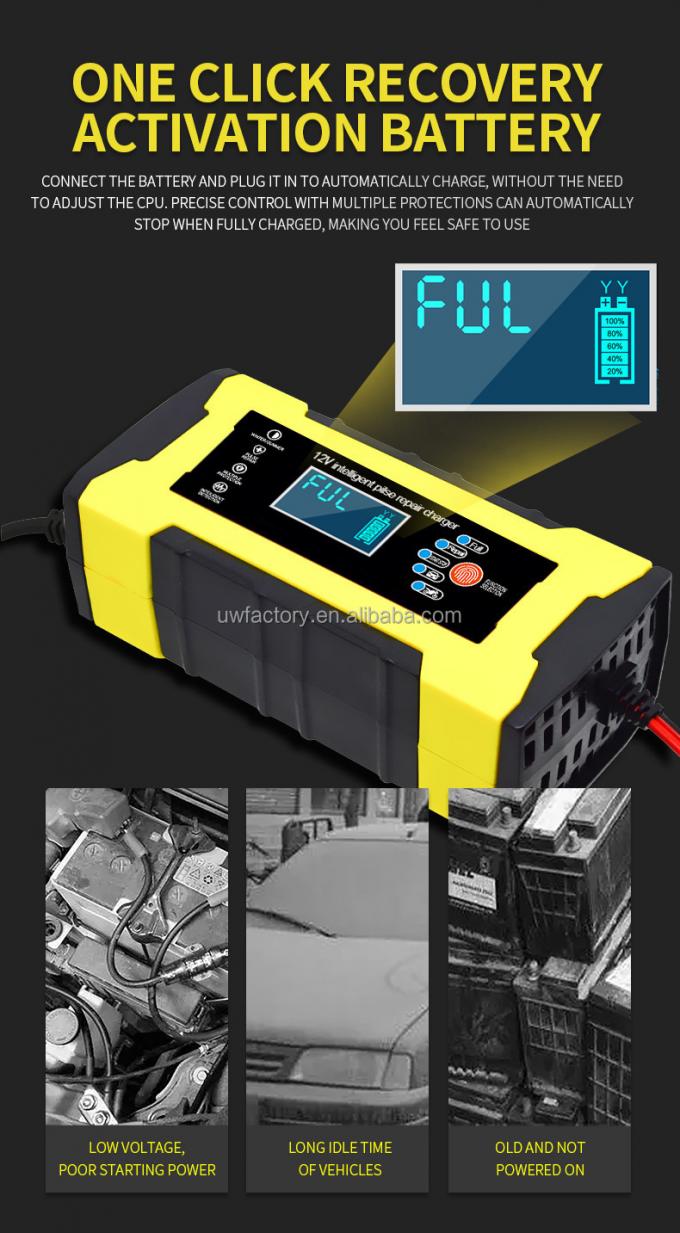 12V/10A and 24V/5A Input Universal Automatic Pulse Repair Trickle Lead Acid Battery Charger with Current Protection 6