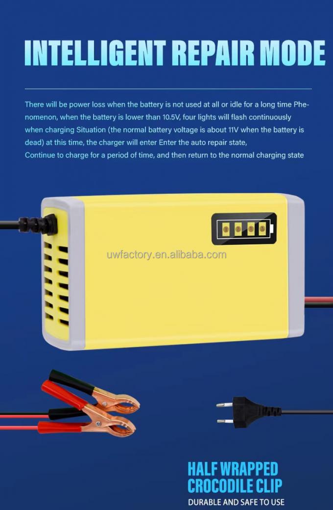 Connector Current Protection 12V 6A 8A 10A Fully Automatic 7 Stage Smart Battery Charger for Lead Acid GEL AGM 3