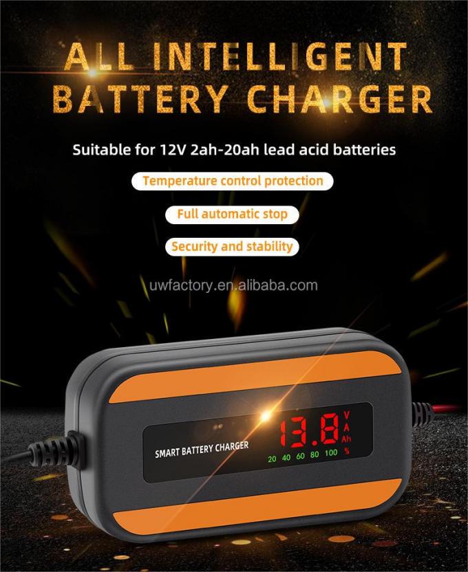 90% Charging Efficiency 12V 2A 3A 4A Car Battery Charger with Intelligent Smart Sealed Lead Acid Battery and Current Protection 0