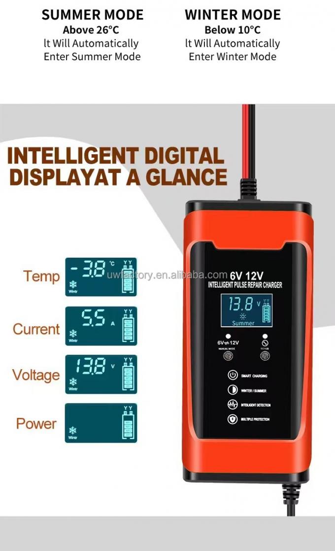 Private Mold Yes Universal 6V 12V Lead Acid Battery Charger AGM GEL LifePo4 Car 12 Volt Auto Adjustable Voltage 12V 200Ah 1