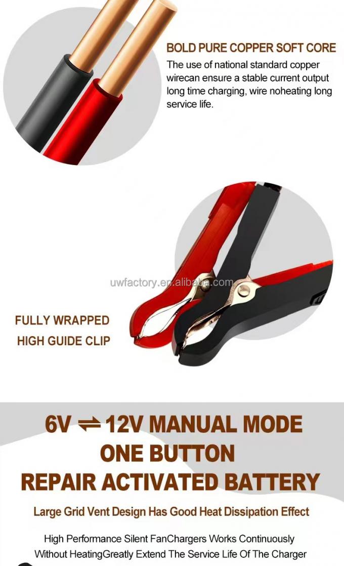 Private Mold Yes Universal 6V 12V Lead Acid Battery Charger AGM GEL LifePo4 Car 12 Volt Auto Adjustable Voltage 12V 200Ah 2