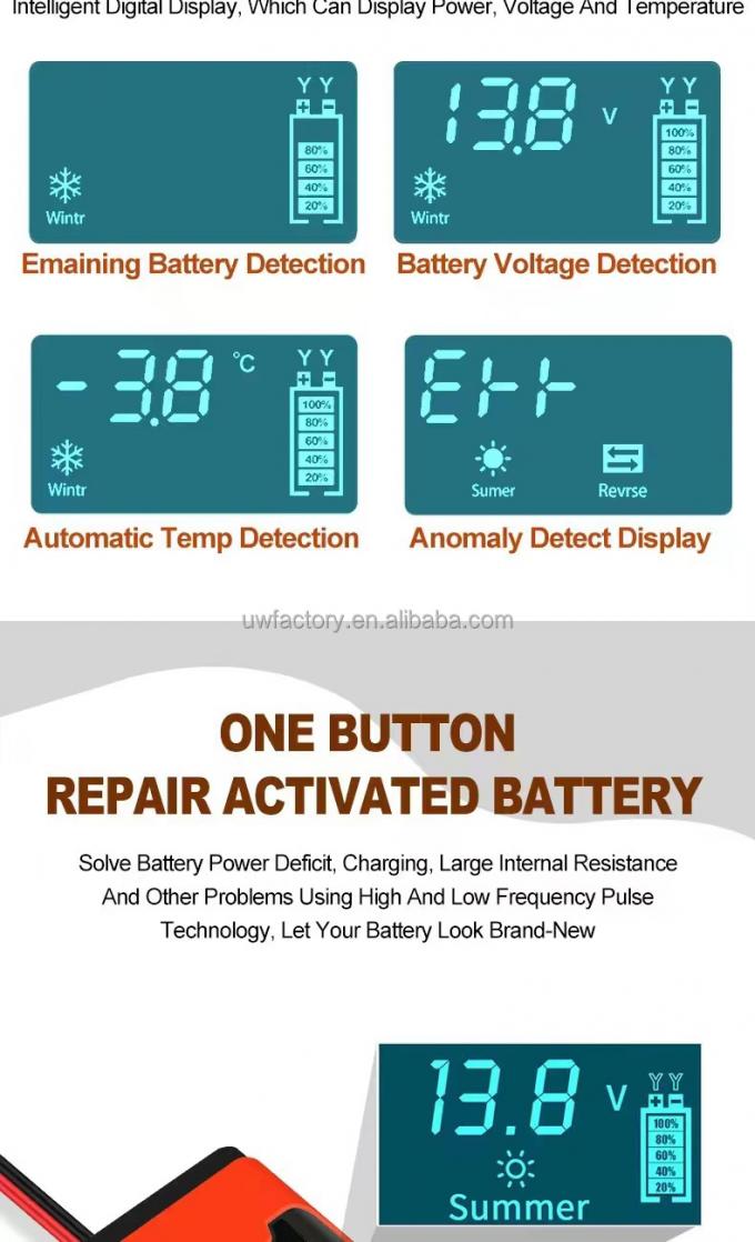 Private Mold Yes Universal 6V 12V Lead Acid Battery Charger AGM GEL LifePo4 Car 12 Volt Auto Adjustable Voltage 12V 200Ah 3