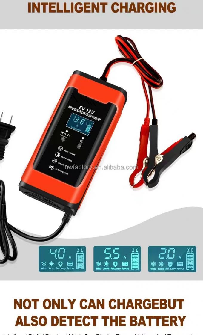 Private Mold Yes Universal 6V 12V Lead Acid Battery Charger AGM GEL LifePo4 Car 12 Volt Auto Adjustable Voltage 12V 200Ah 7
