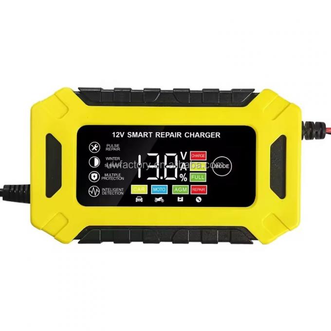 FCP 4ah-100ah Battery Pulse Repair Maintainer Trickle Charger with 7 Stages CC CV Smart LCD Display Output 12V/24V 0