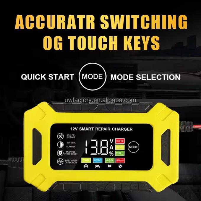FCP 4ah-100ah Battery Pulse Repair Maintainer Trickle Charger with 7 Stages CC CV Smart LCD Display Output 12V/24V 1
